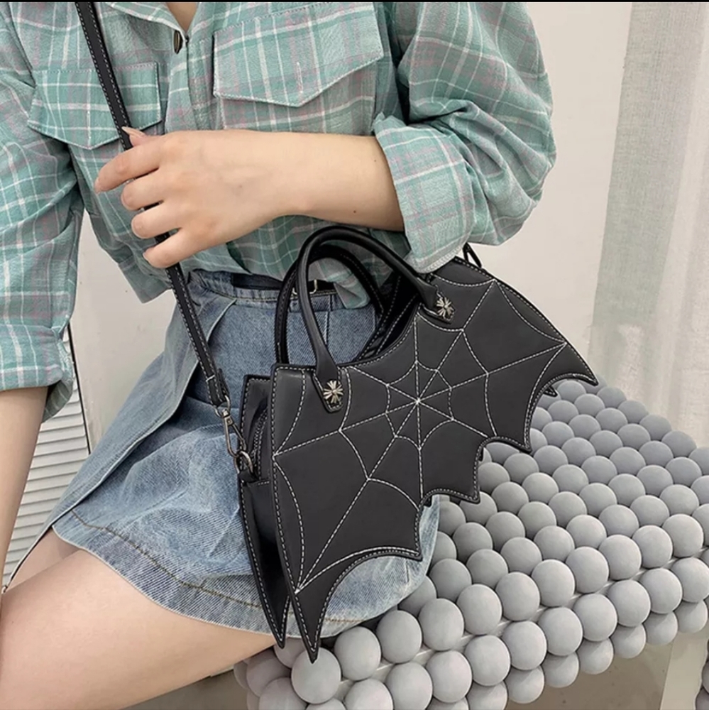 PU Batwing Spiderweb Crossbody Bag - Picture 10 of 16